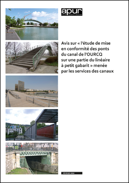 Couverture - Avis sur "l'étude de mise en conformité des ponts du canal de l'Ourcq sur une partie du linéaire à petit gabarit" menée par les services des canaux  © Apur