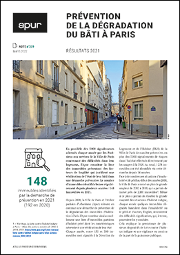 Couverture - Prévention de la dégradation du bâti à Paris - Résultats 2021 © Apur