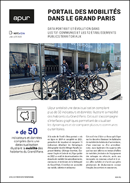 Portail des mobilités dans le Grand Paris - Data portrait et évolutions dans les 131 communes et les 12 établissements publics territoriaux - Couverture © Apur 