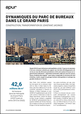 Couverture - Dynamiques du parc de bureaux dans le Grand Paris - Construction, transformation de l’existant, vacance © Apur
