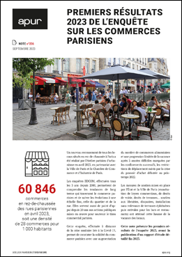 Couverture - Premiers résultats 2023 de l’enquête sur les commerces parisiens © Apur