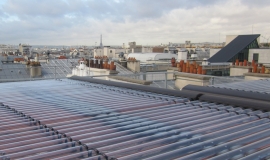 Thermal solar panels on a roof-terrace - 179 bis quai de Valmy 75010 Paris © Apur