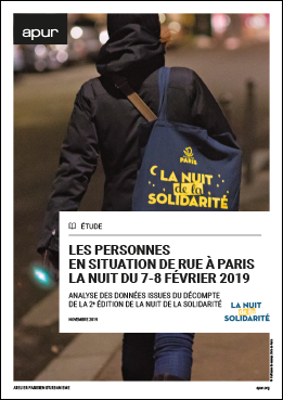 Couverture - Les personnes en situation de rue à Paris la nuit du 7-8 février 2019 - Analyse des données issues du décompte de la 2e édition de la nuit de la solidarité © Apur 
