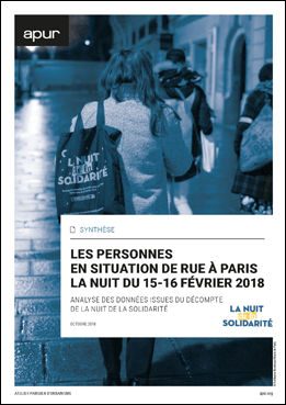 Couverture - Les personnes en situation de rue à Paris, la nuit du 15-16 février 2018 - Synthèse © Apur