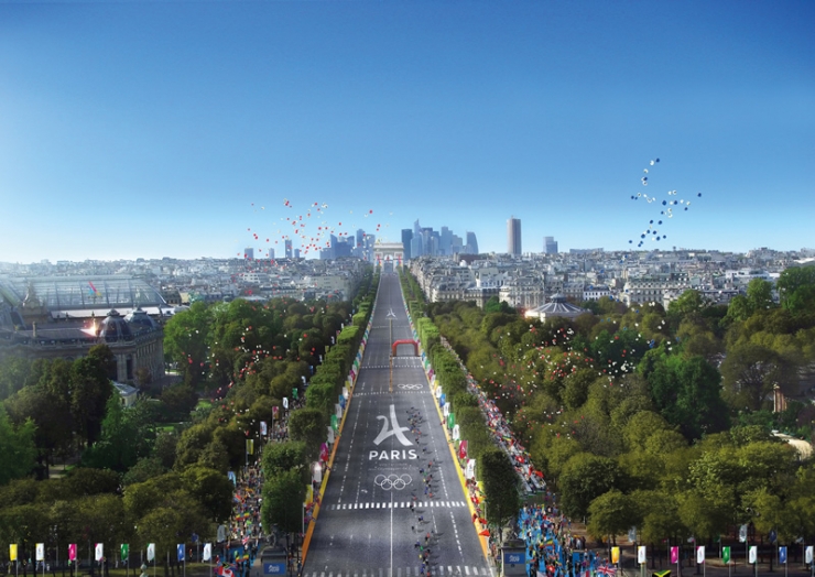 JO : Un exemple de grand site temporaire iconique : les Champs-Elysées © Paris2024 - Luxigon