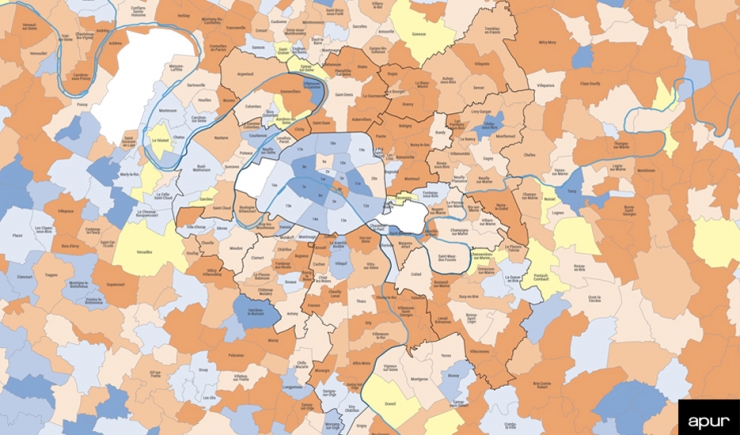 Évolution de la population entre 2013 et 2020 dans la métropole du Grand Paris © Apur