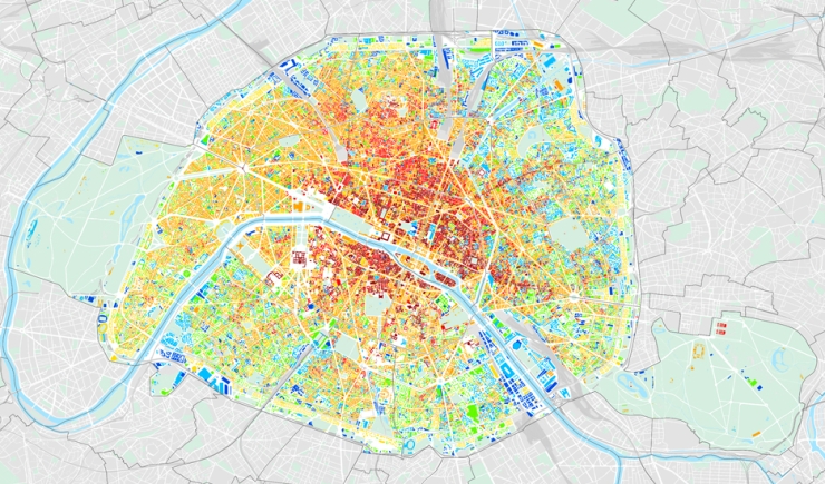 Map dating Parisian buildings © Apur