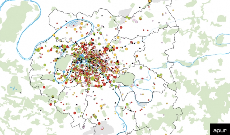 The distribution of the hotel offer in the Greater Paris -Grand Paris Metropolis- © Apur