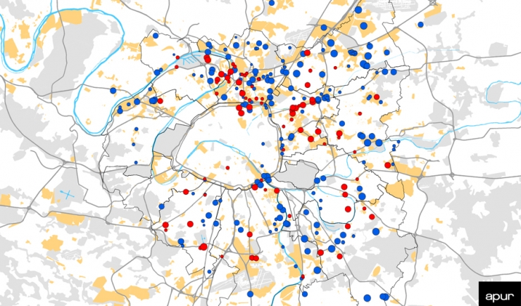 Les sites potentiels de plateformes de BTP dans les opérations d'aménagement de la métropole du Grand Paris © Apur