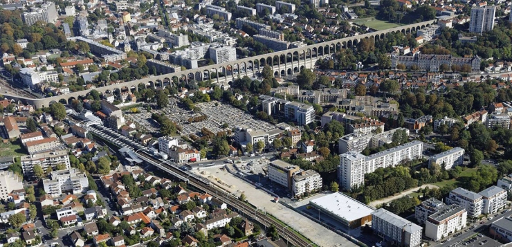 Le site de la future gare "Arcueil-Cachan" avec le projet de la ligne 15 du Grand Paris Express GPE - © ph.guignard@air-images.net    