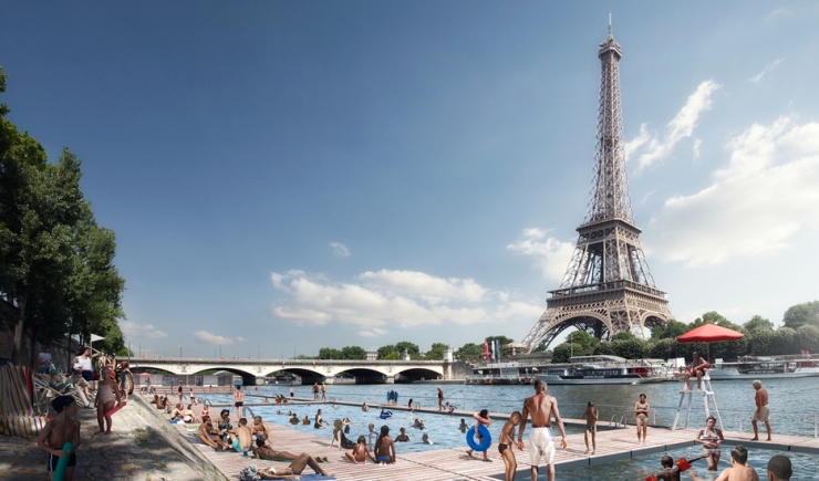 Vue du futur site de baignade du Trocadéro  @ Apur-Luxigon