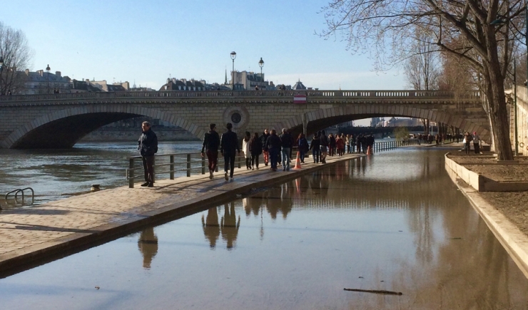 Quai des Célestins - Flood water on the Seine Embankment in February 2018 © Apur - JC Bonijol